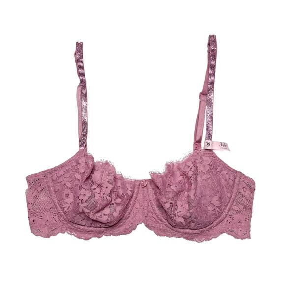 Victoria's Secret Wicked Twinkle Strap Unlined Balconette Bra Dusk Mauve 34C - Picture 4 of 4
